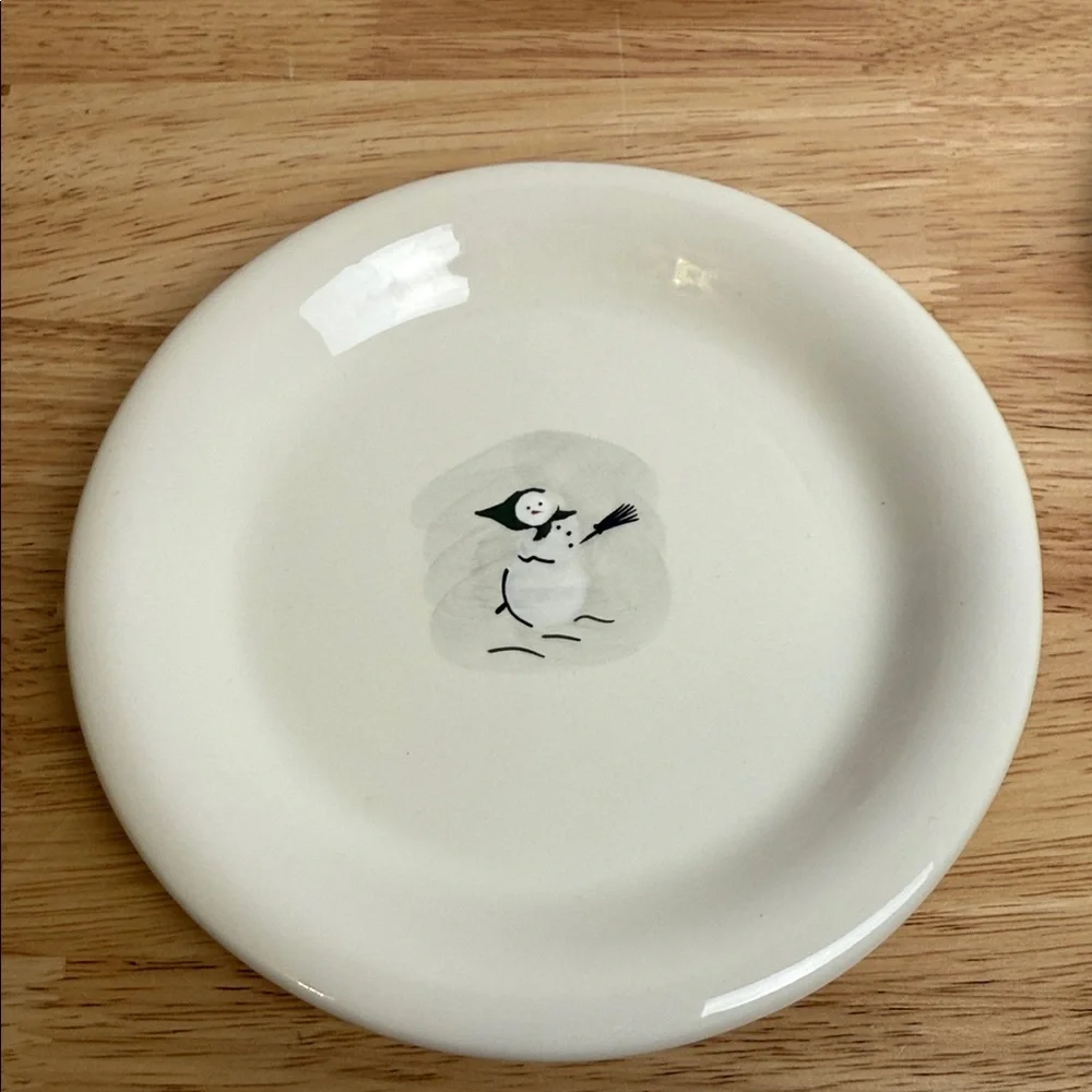 Williams Sonoma | Snowman (set of 6) Dessert Plates - Festive Red 2006